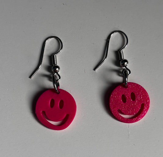 Smiley oorbellen roze