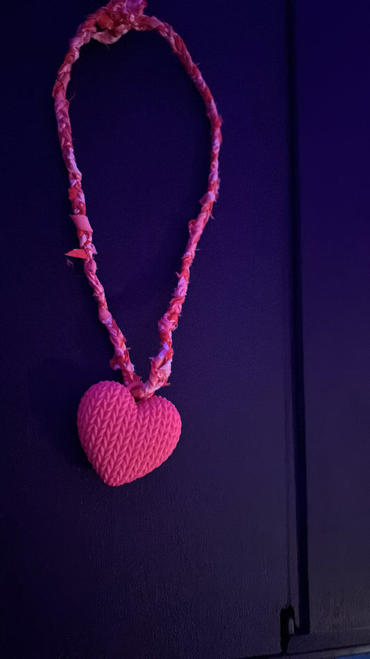 Bandana ketting met hart roze